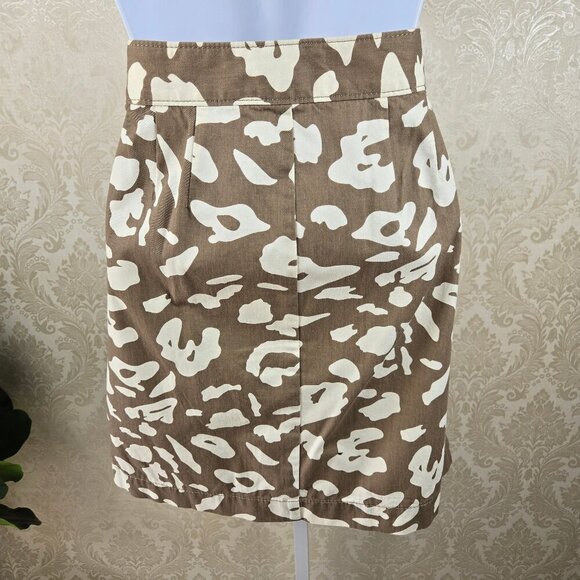 Ann Taylor LOFT Size 2 Animal Print Pencil Skirt Tan Cream Decorative Buttons - Picture 6 of 11